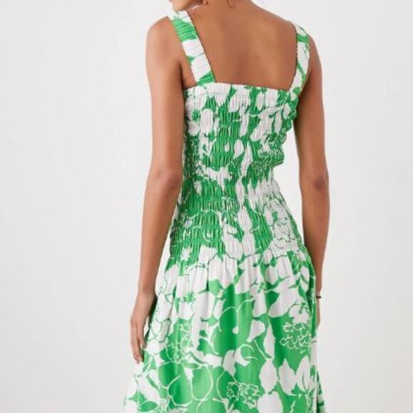 Rails Seville Dress in Green Lotus Print Smocked & Sleeveless size XS - Picture 3 of 8